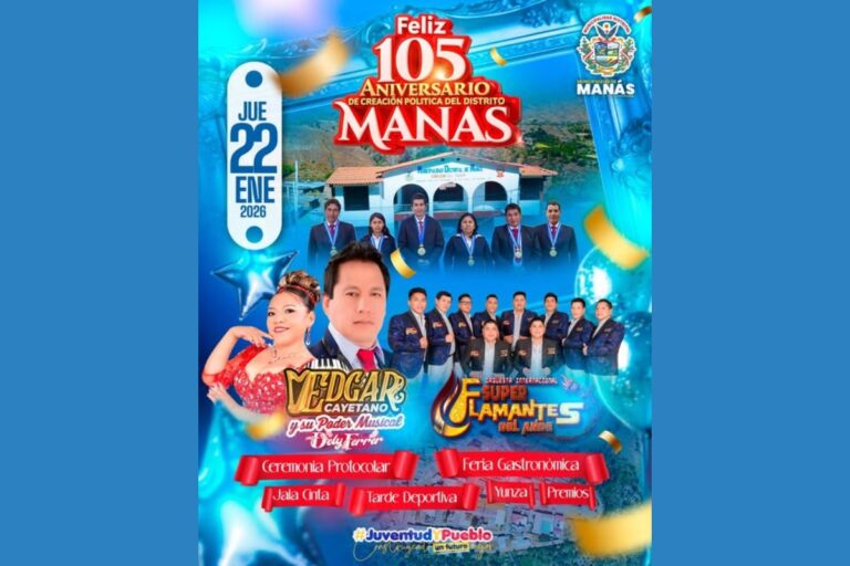Afiche del programa de aniversario del distrito de Manás