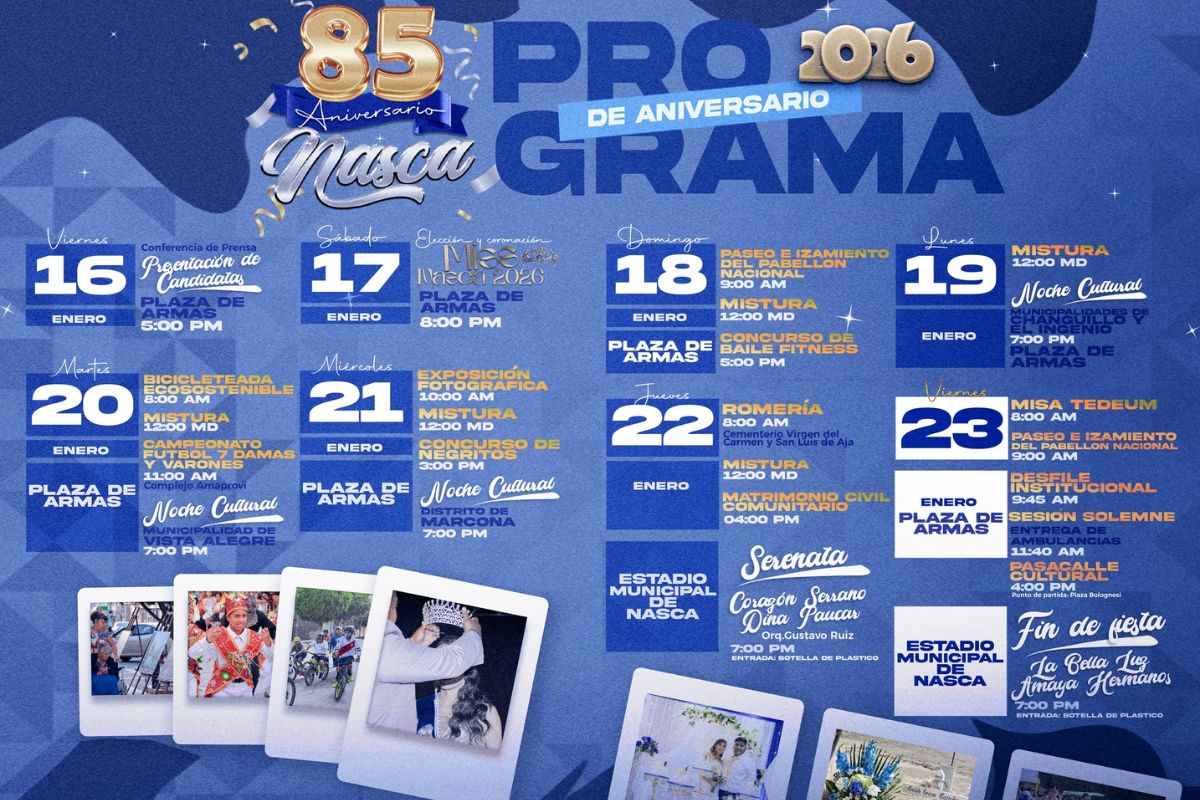 programa de Aniversario de Nasca 2026