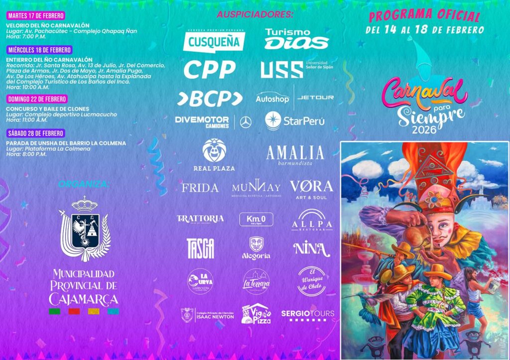 Programa OFICIAL del carnaval de Cajamarca 2026 2